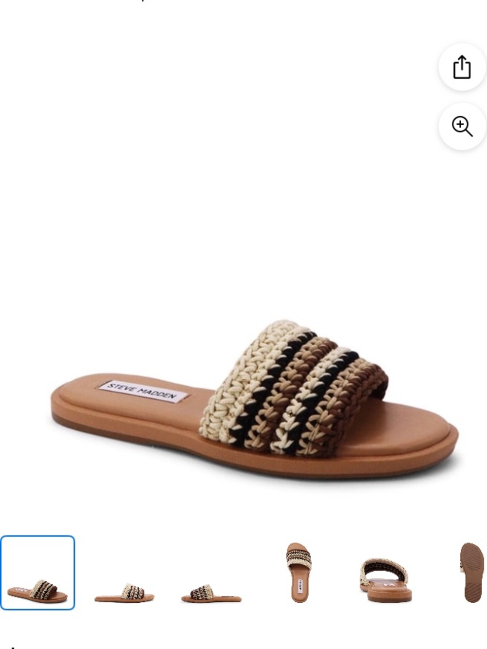 Steve Madden Neutral Crochet Braided Slide Sandals